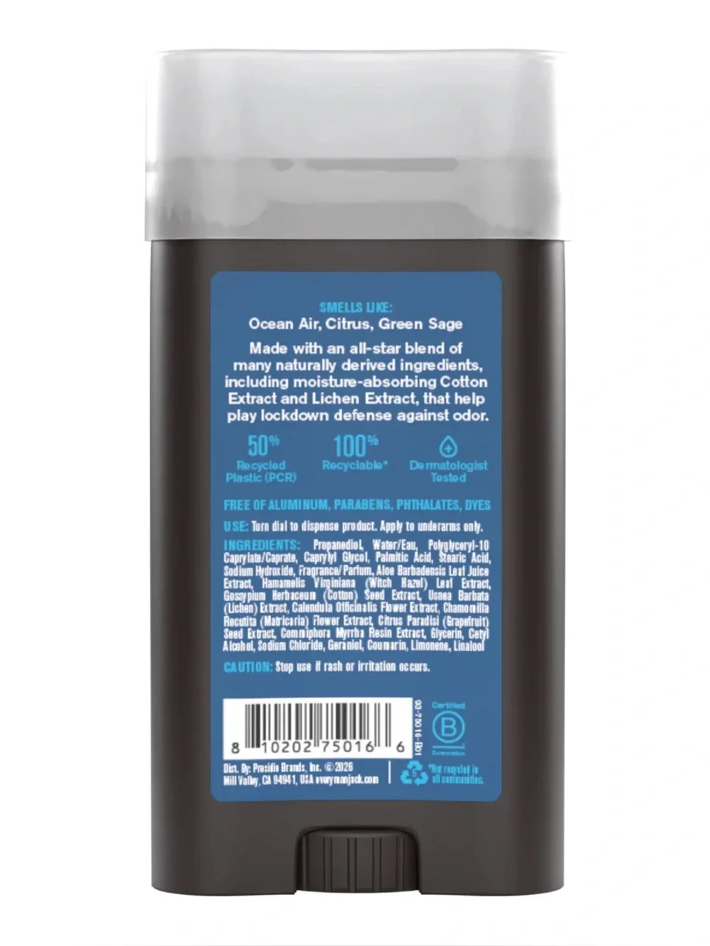 Every Man Jack Aluminum-Free Men's Deodorant - Court Storm Sea Spray, NEW